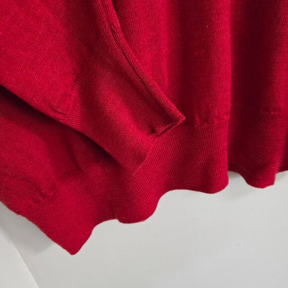 Neiman Marcus Exclusive Sweater Size L Merino Wool Red Quarter Button Pullover - Picture 4 of 12